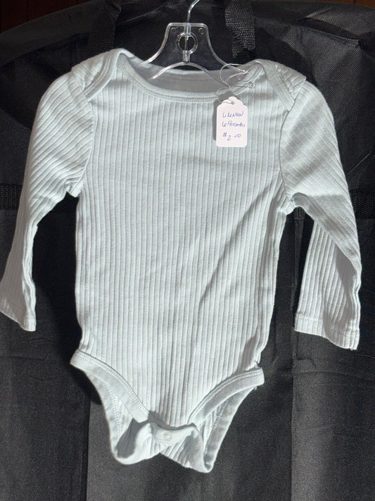 Size 6-9 month, cloud island brand, light blue long sleeve onesie