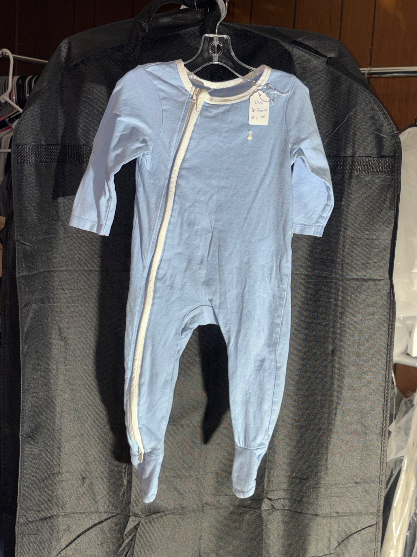 Size 6-12 month, light blue sleeper
