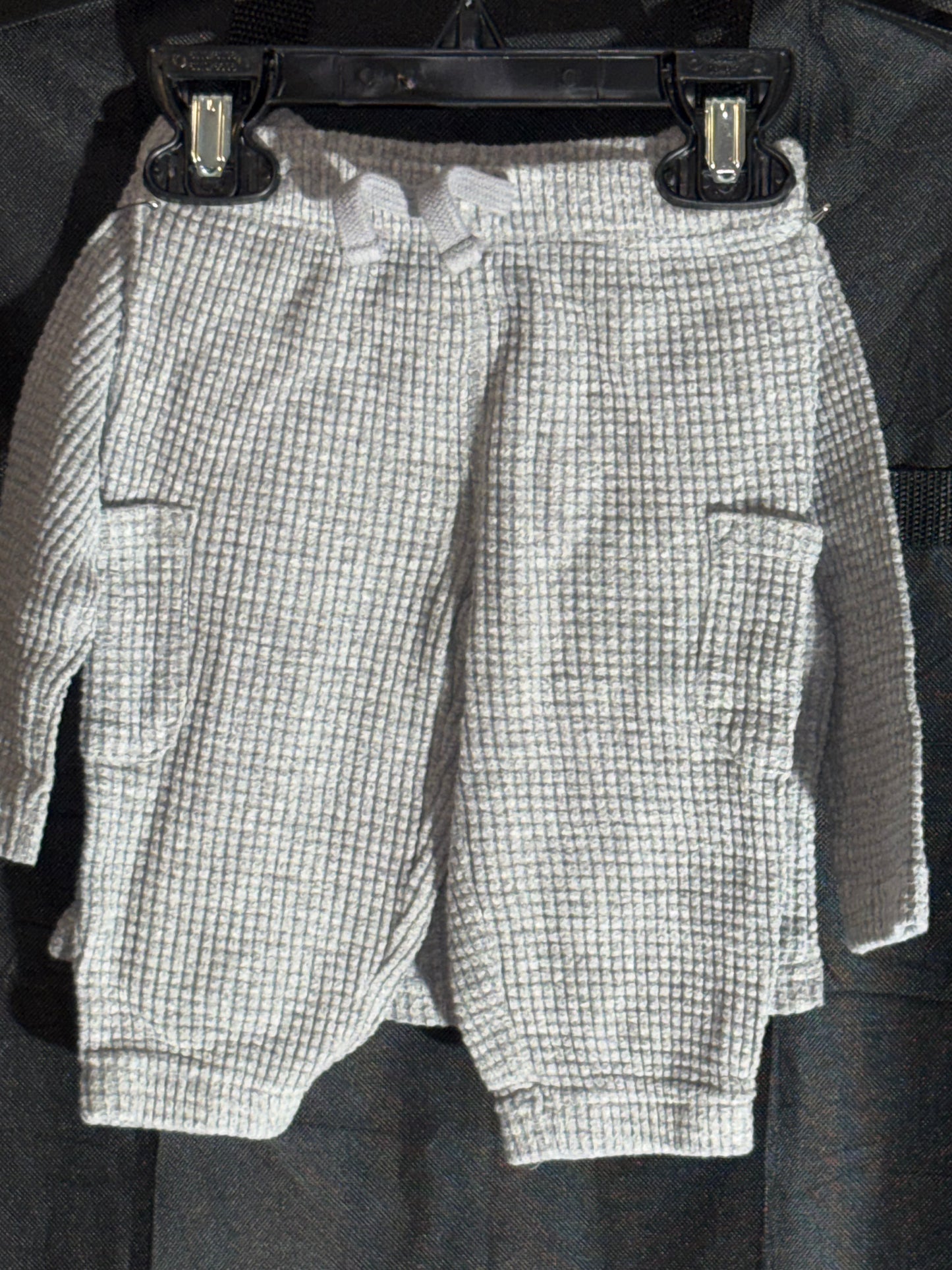 Size 6 month, quilted like pattern, gray, Carters Brand, hat and slippers