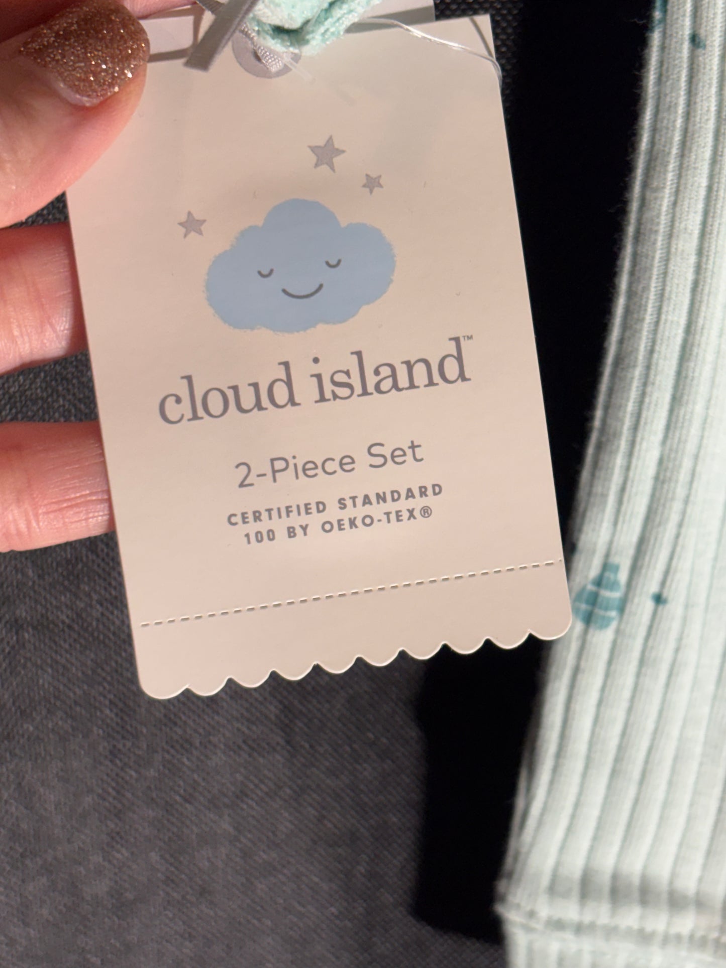 Size 0-3 month, Cloud Island green onesie and pant set