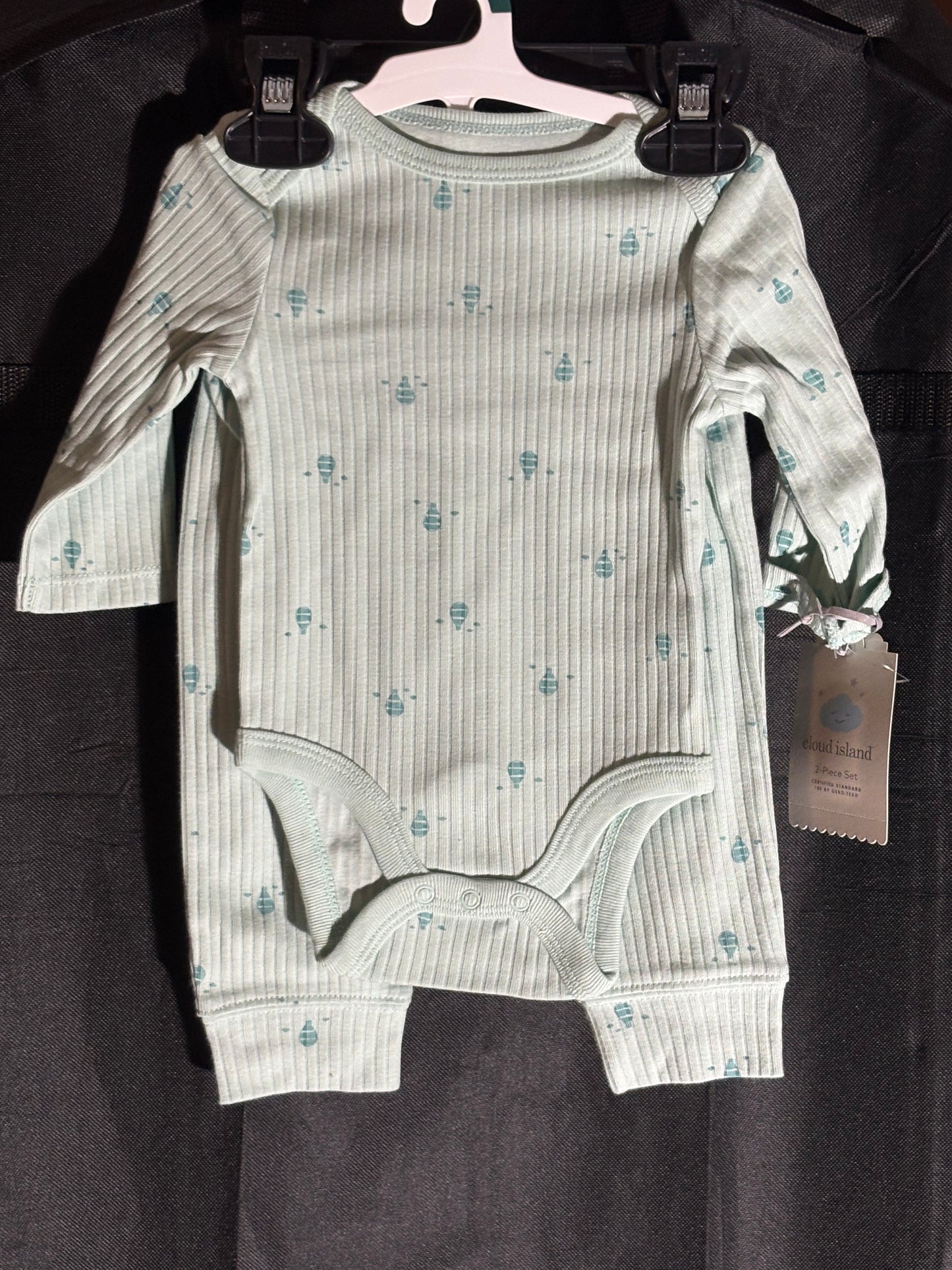 Size 0-3 month, Cloud Island green onesie and pant set