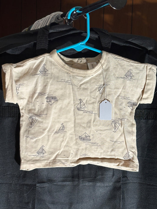 Size 3-6 month, Modern Moments, eggshell tshirt