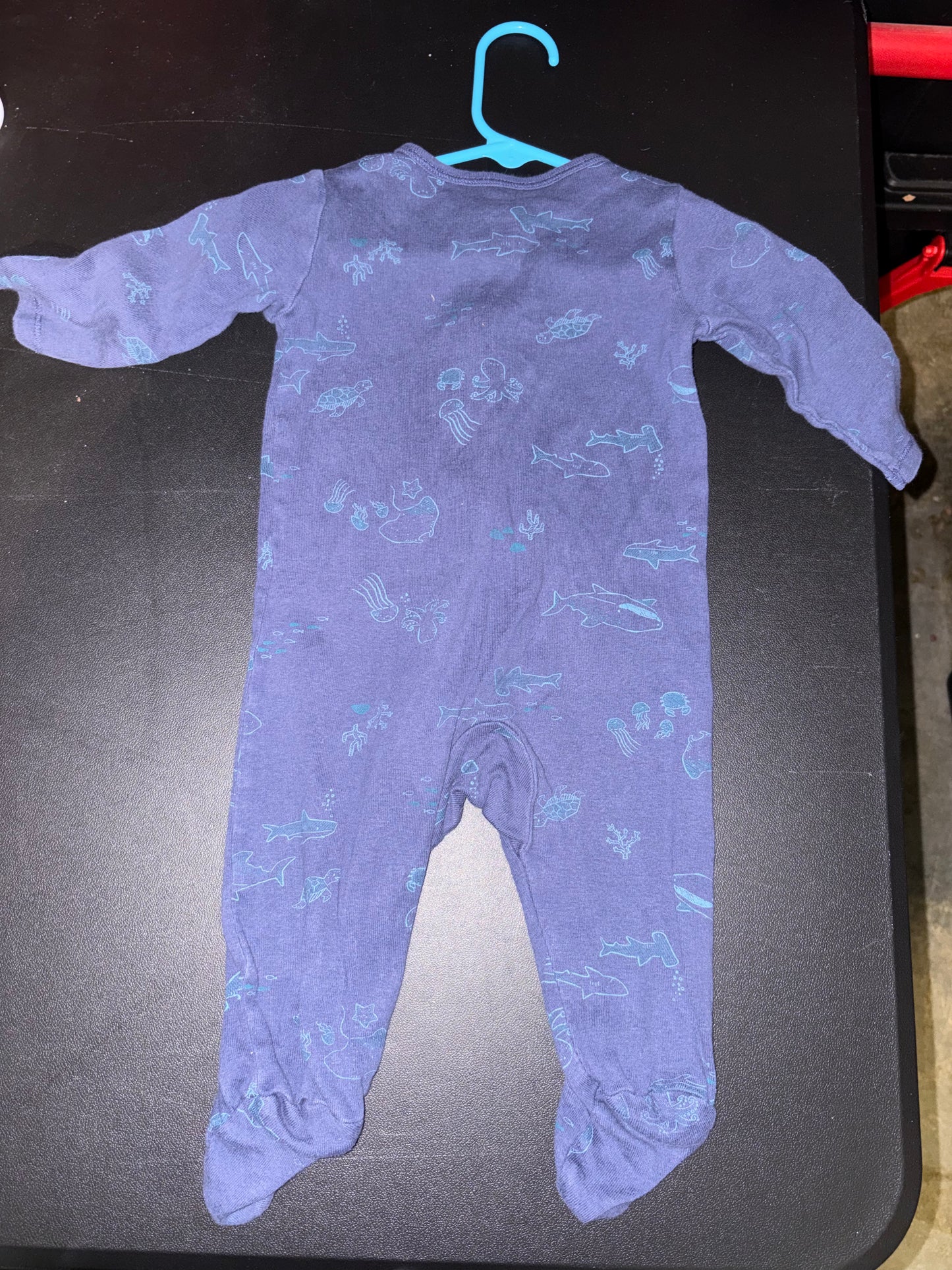 Size 6 month, Carters Brand, Navy sea creature sleeper