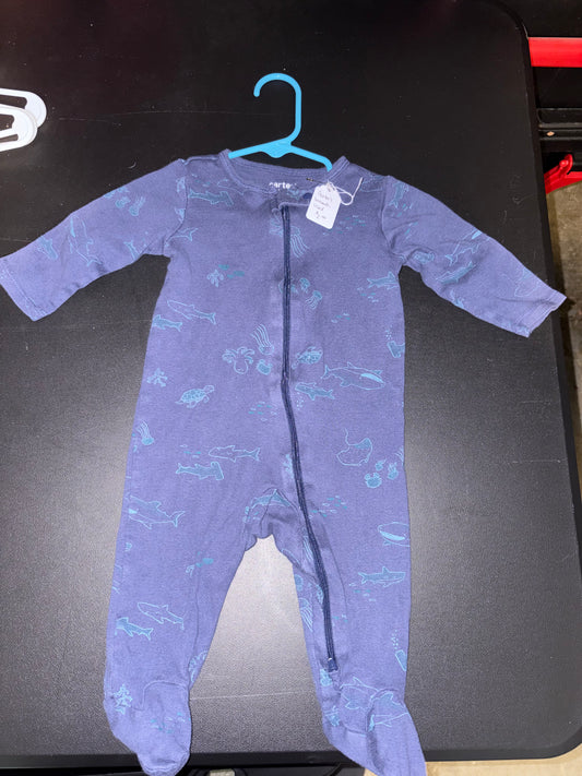 Size 6 month, Carters Brand, Navy sea creature sleeper