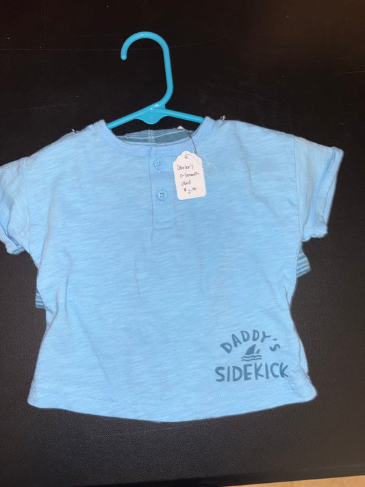 Size 0-3 month, Carters Brand, Daddy’s sidekick, blue outfit