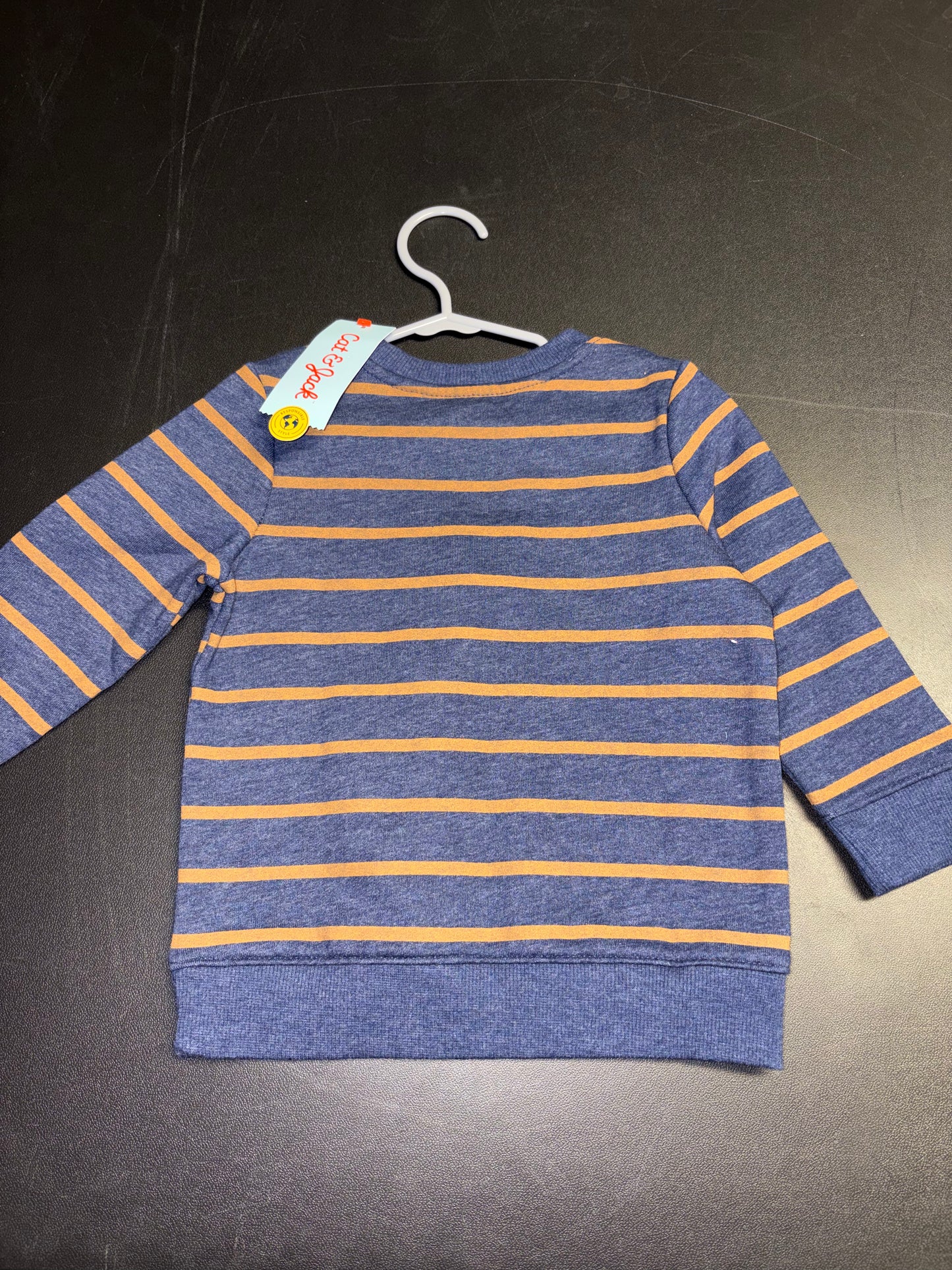 Size 2T, Cat & Jack Brand, Navy and Copper striped sweatshirt, NWT