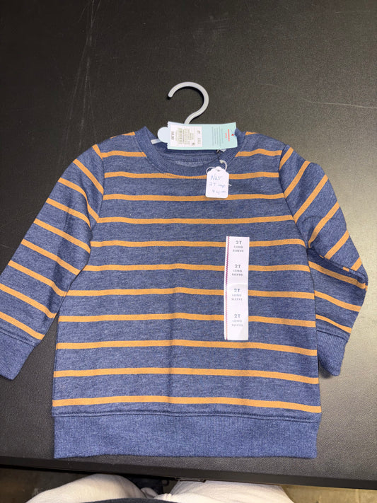 Size 2T, Cat & Jack Brand, Navy and Copper striped sweatshirt, NWT