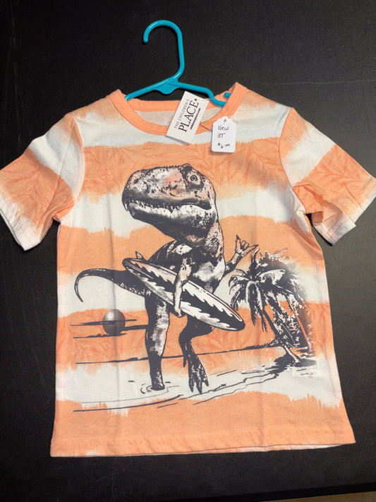 Size 3T, The Children’s Place Brand, Orange and white striped, Trex Tshirt, NWT