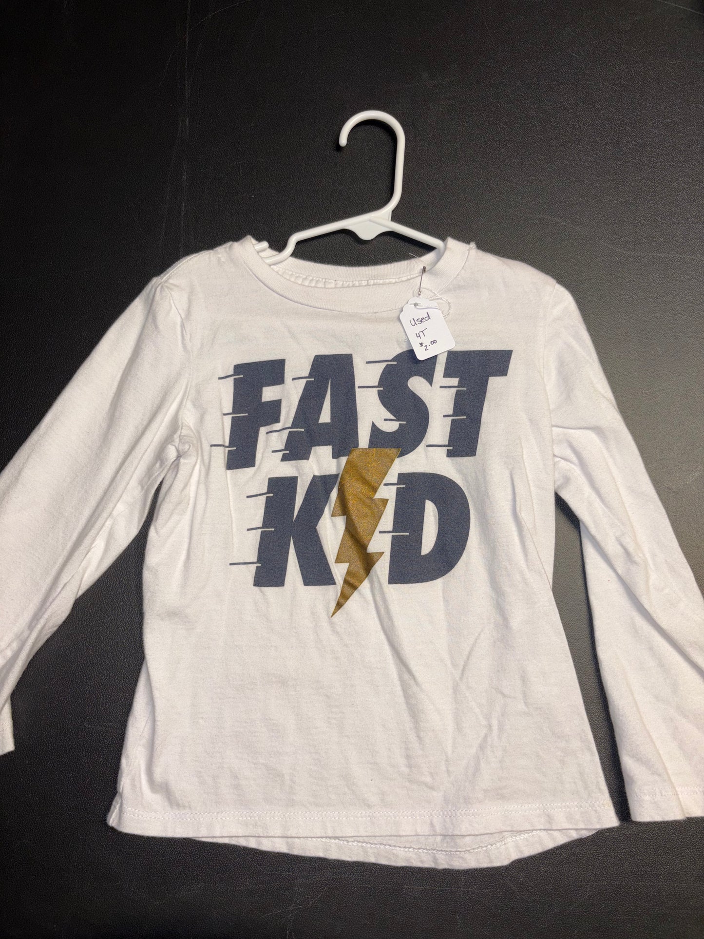 Size 4T, white Fast Kid Long sleeved shirt, The Children’s Place Brand