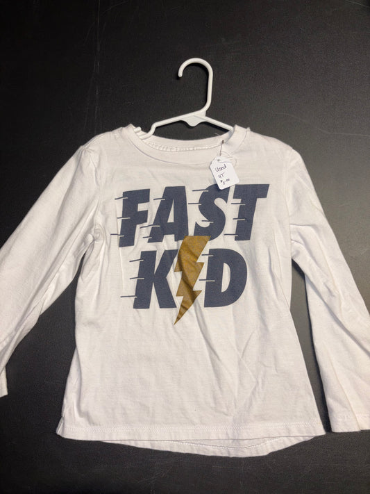 Size 4T, white Fast Kid Long sleeved shirt, The Children’s Place Brand