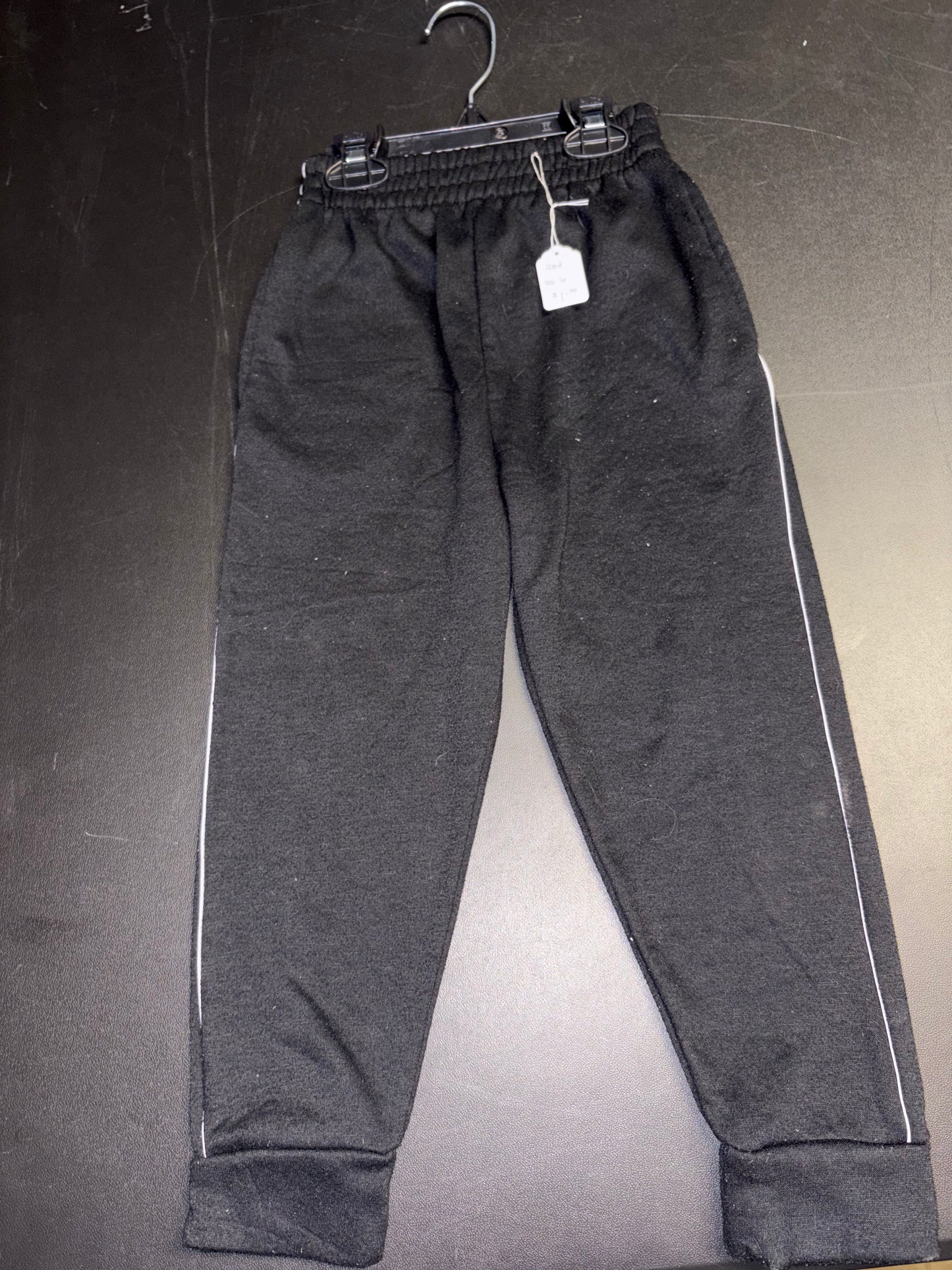 Size 6 Youth, Black with white strip, sweat pants