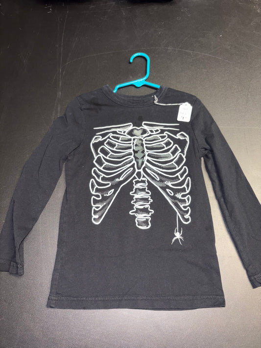 Size 6 Youth, black skeleton shirt