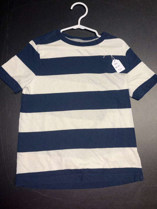 Size 6/7 Youth, Navy and White striped Tshirt