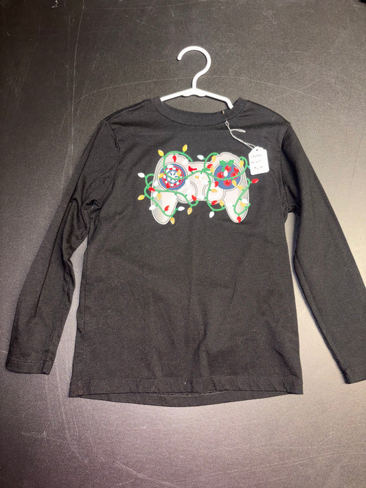 Size 6/7 Youth, Christmas Gamer Long sleeved shirt, black