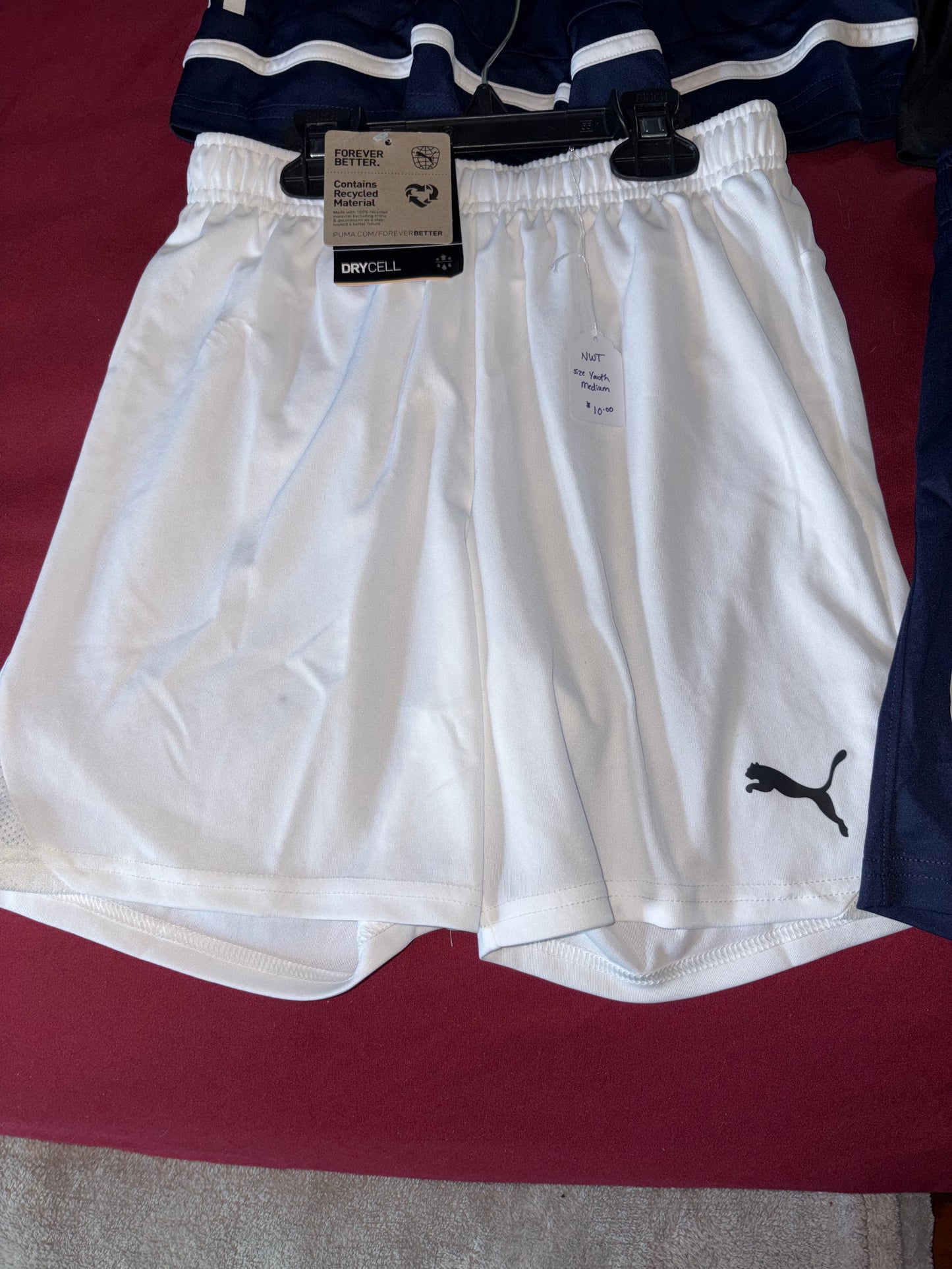 Size Youth Medium Puma white soccer shorts