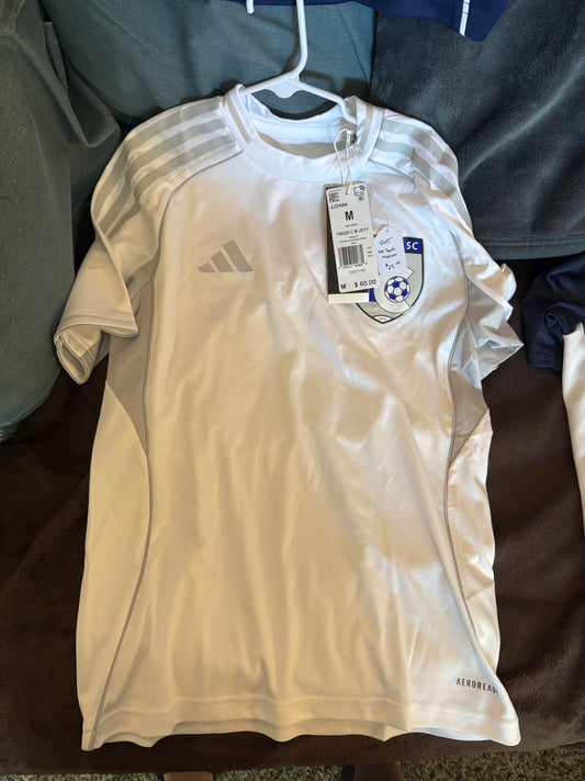 Size Youth Medium adidas white and gray soccer jersey
