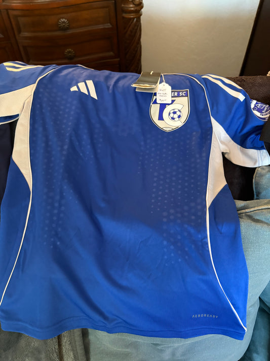 Size Youth Medium Adidas Royal Blue soccer jersey