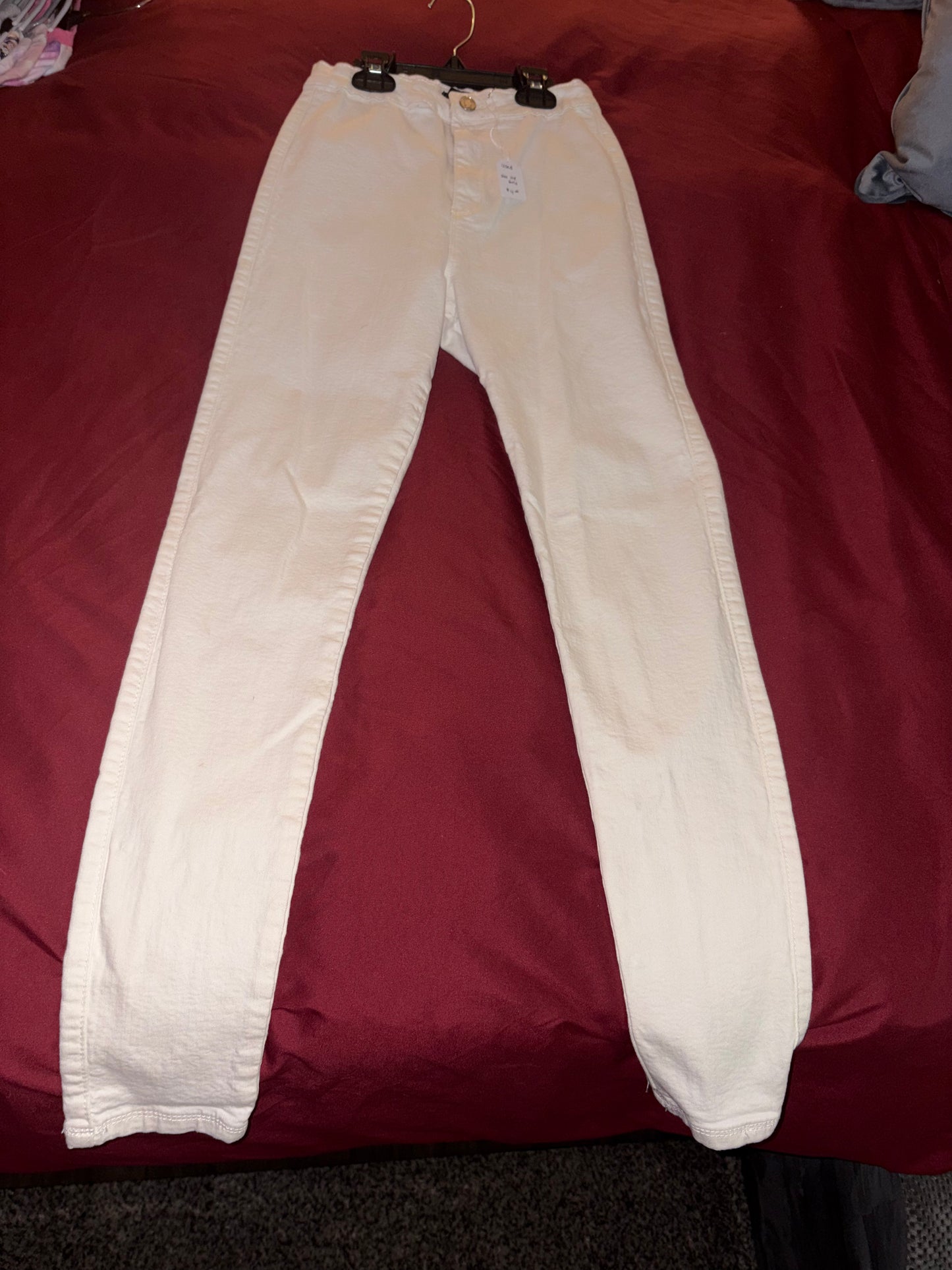 Size 10R girls, high waist tube jeans, off white