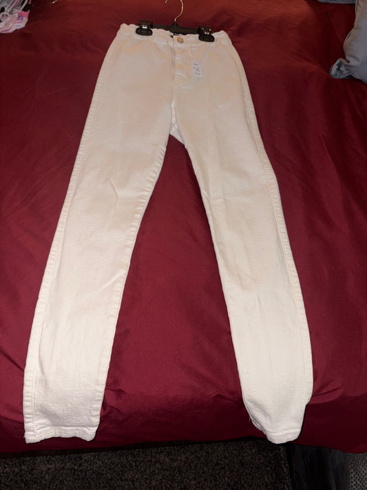 Size 10R girls, high waist tube jeans, off white