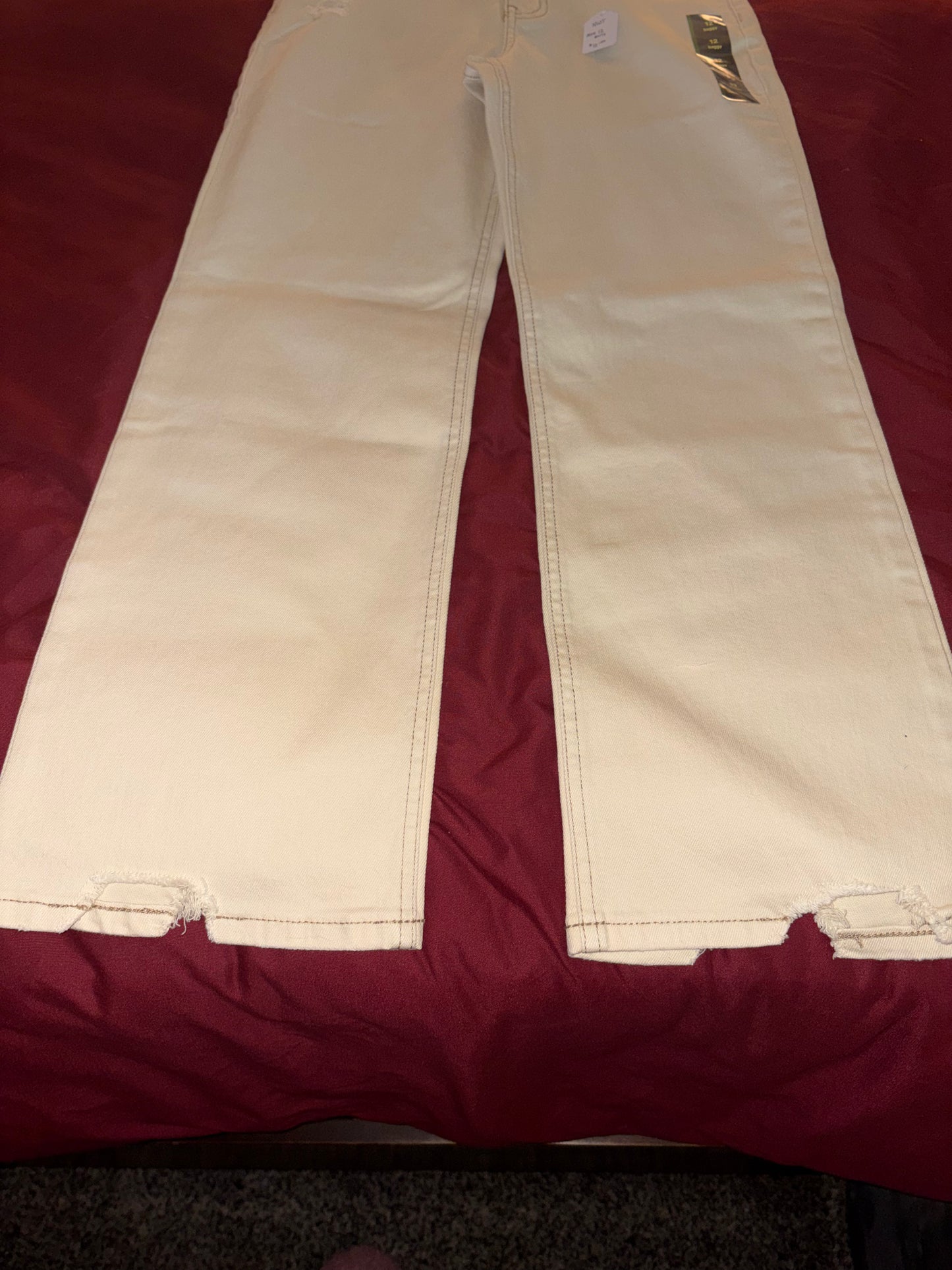 Size 12 Juniors Girls, Baggy, egg-shell, art class brand