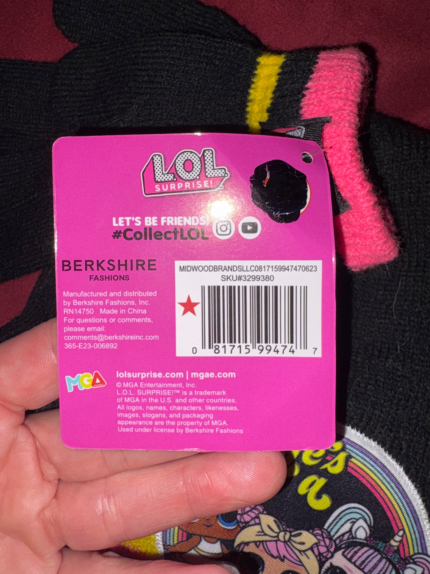 One Size, girls hat and glove set, LOL Surprise