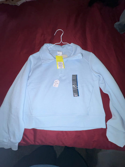 Size 10/12 Girls Light Blue crop pullover NWT - all in motion brand