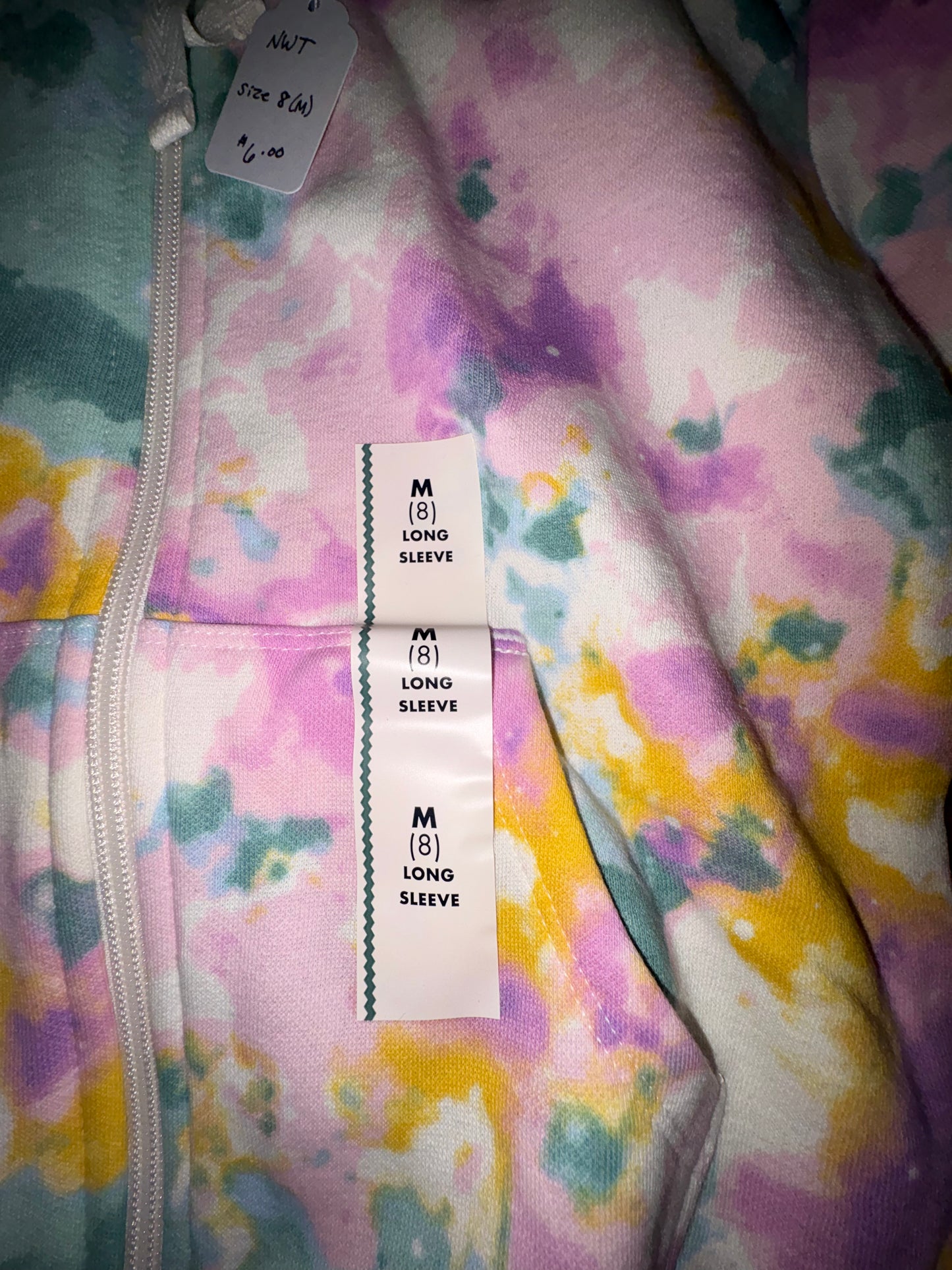 Size 8 Girls colorful zip up hoodie, Cat & Jack, NWT