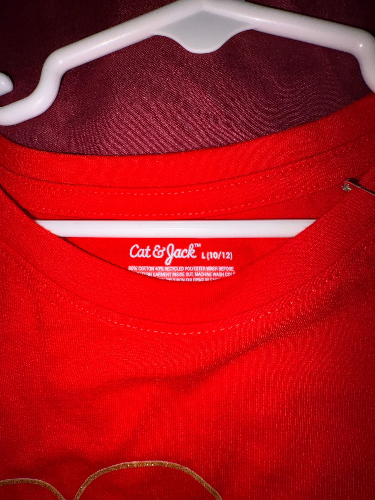 Size 10/12 Girls Red Heart Tshirt, Cat & Jack, NWT