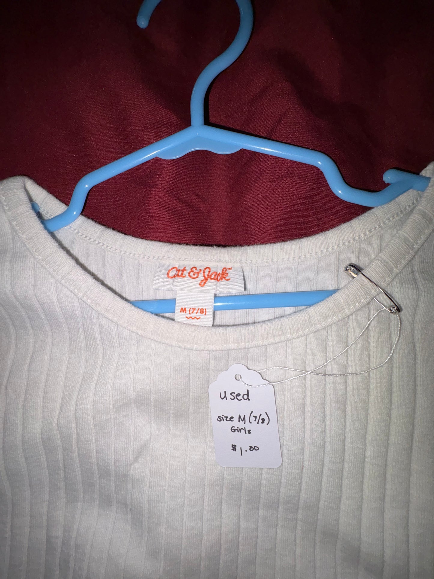 Size 7/8 Girls long sleeved white shirt, Cat & Jack