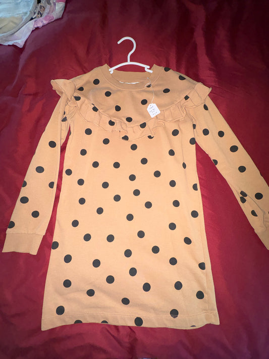 Size 8/10 Girls Brown and black polkadotted dress, H&M brand