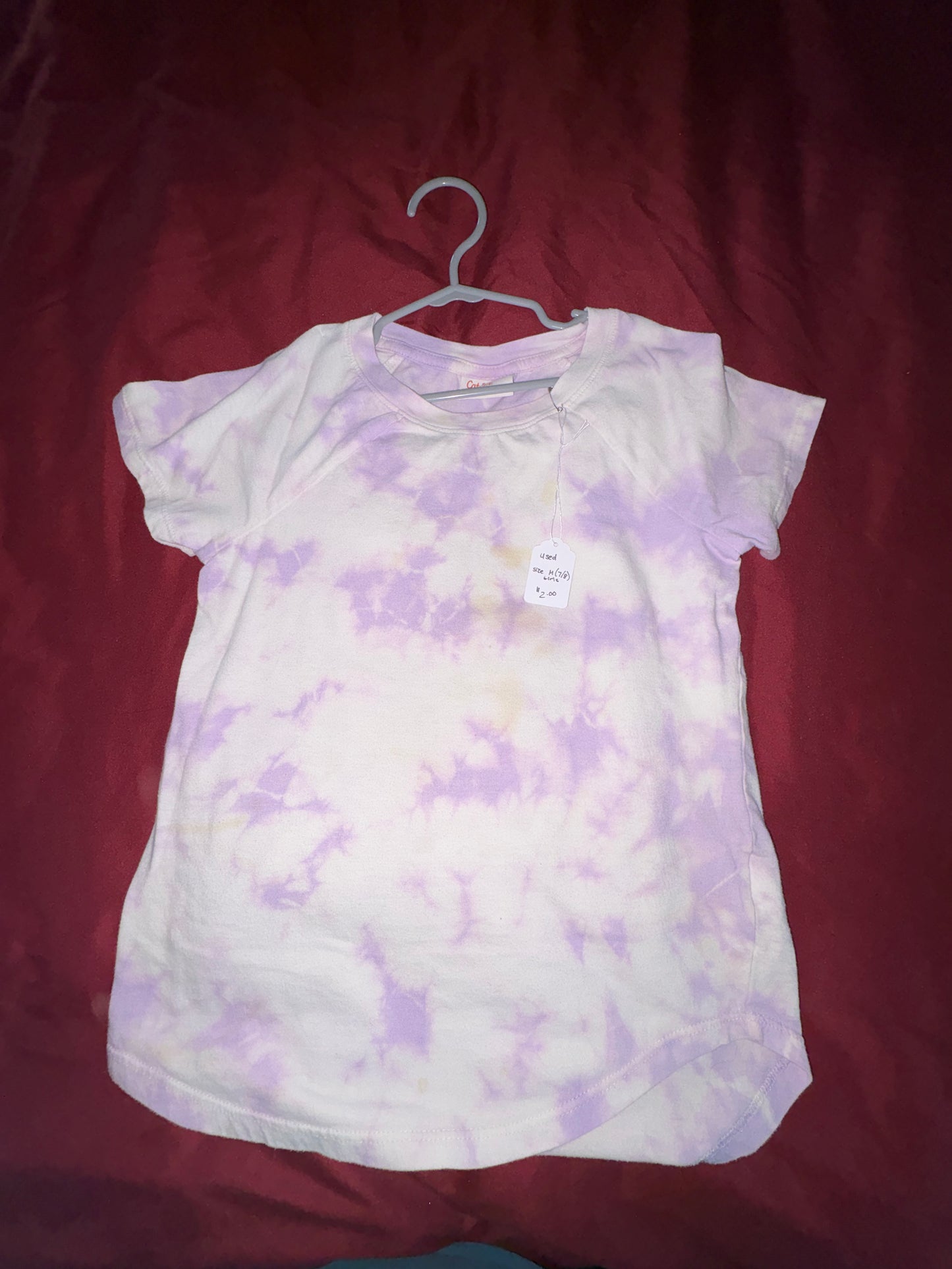 Size 7/8 Girls purple tie-dye design T-shirt, Cat & Jack brand ￼