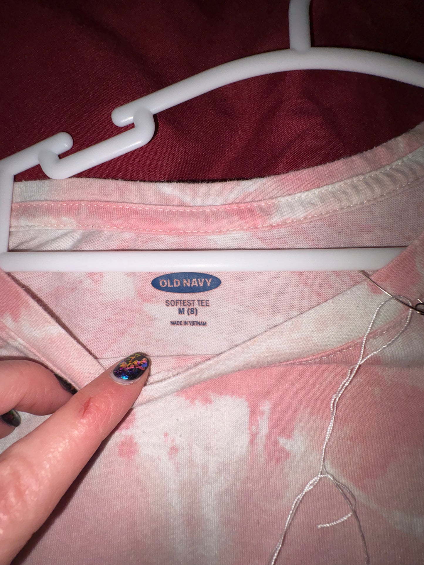 Size 8 Girls, pink tie-dye design, Old Navy brand tshirt￼