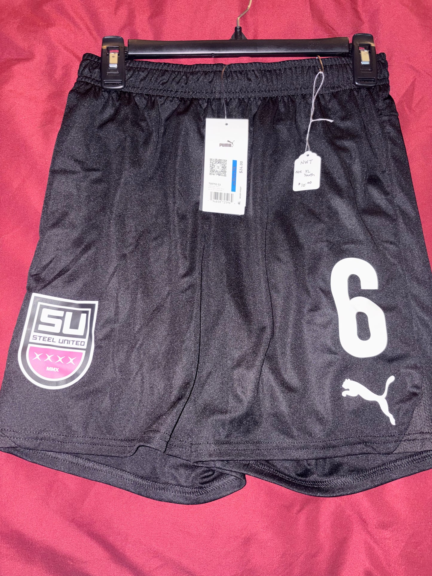 Size Youth XL, Puma, black soccer shorts