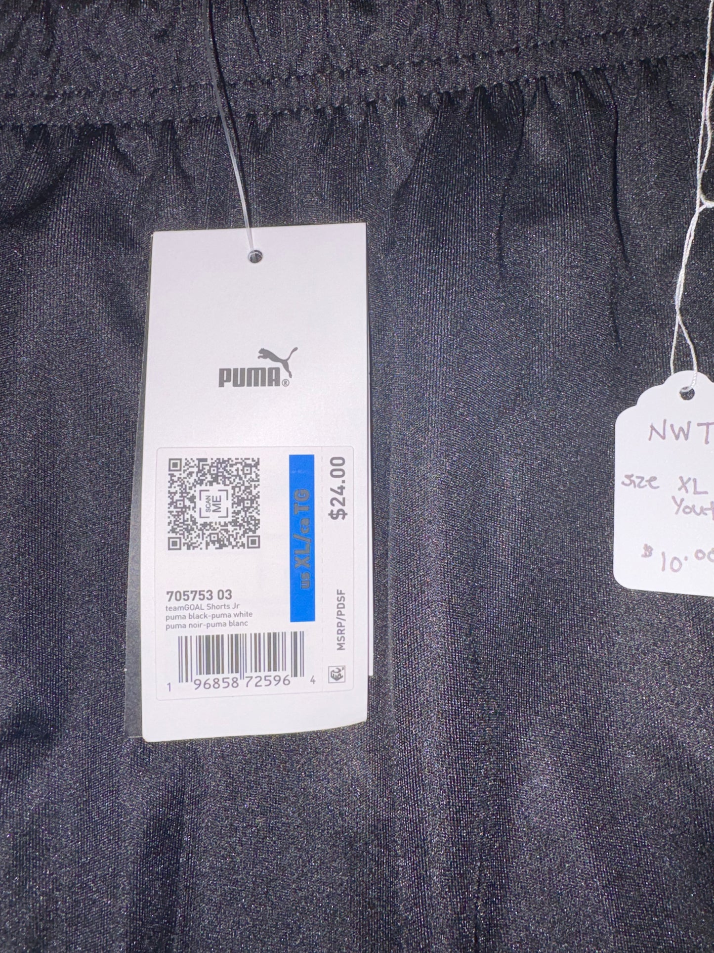 Size Youth XL, Puma, black soccer shorts