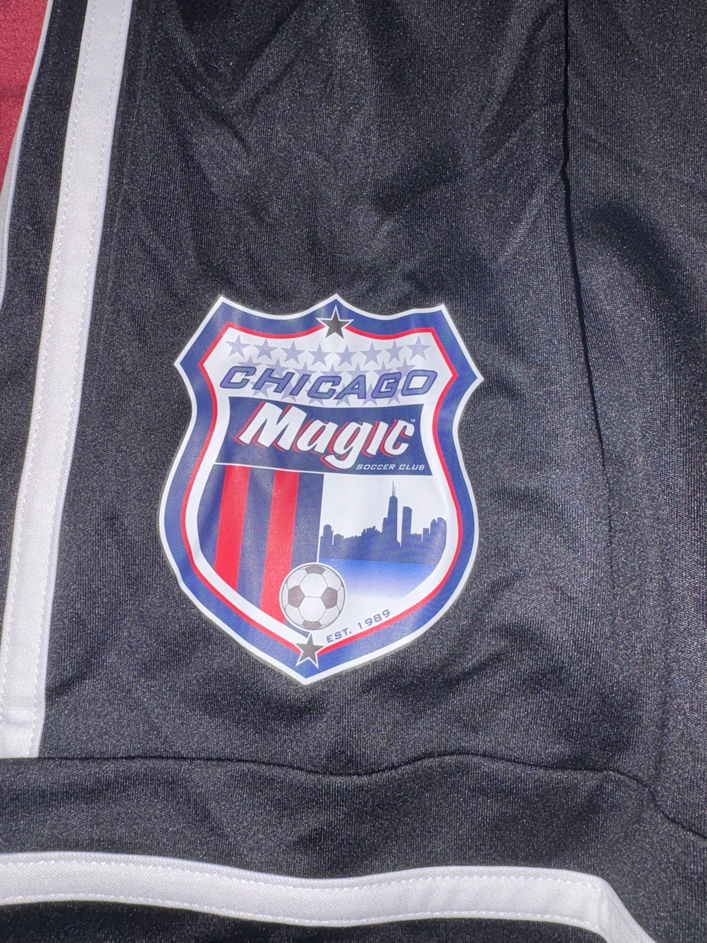 Size Men’s Small, Adidas, black soccer shorts, Chicago Magic