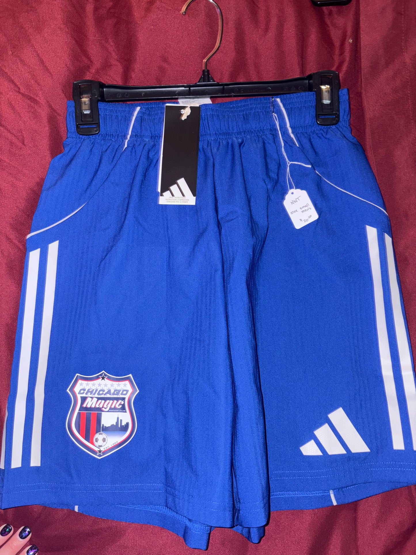 Size Men’s Small, Adidas, Blue soccer shorts, Chicago Magic