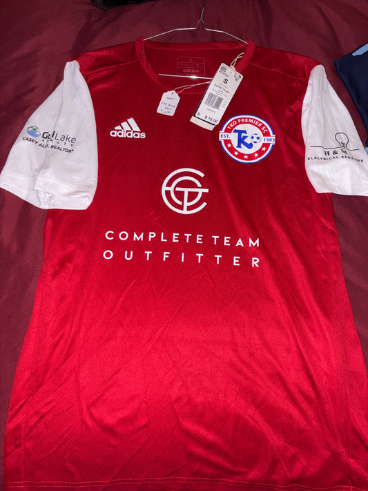 Size Men’s Small, Adidas, red & white soccer jersey, NWT