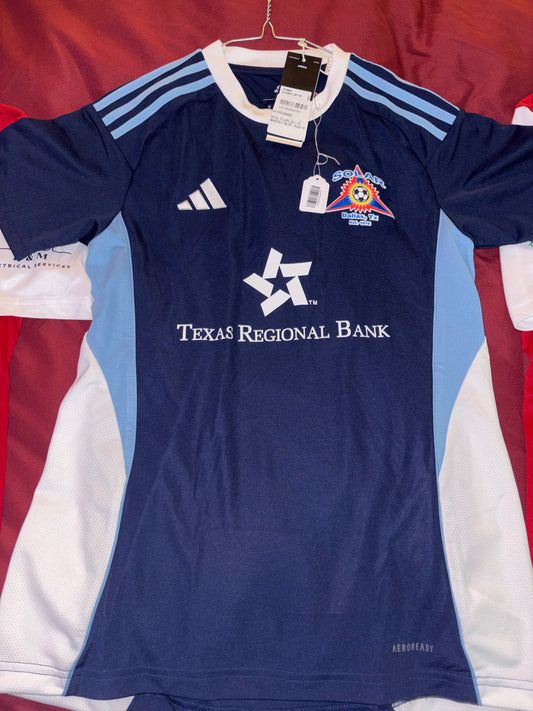 Size Men’s Small, Adidas, Navy & white soccer jersey, NWT