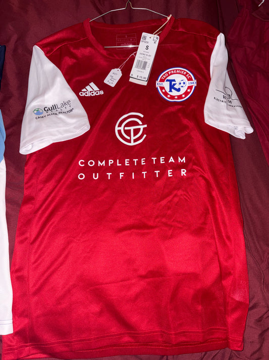 Size Men’s Small, Adidas, red & white soccer jersey, NWT