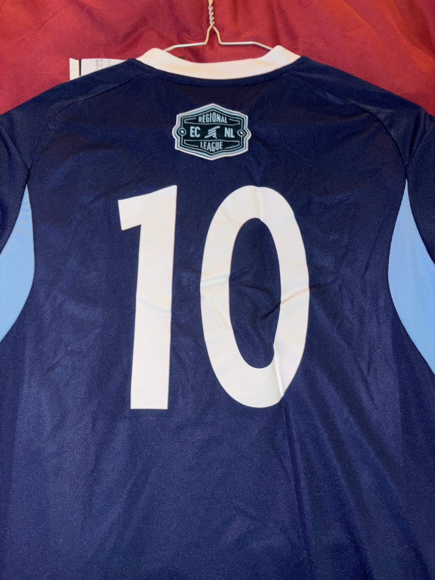 Size Men’s Small, Adidas, Navy & white soccer jersey, NWT