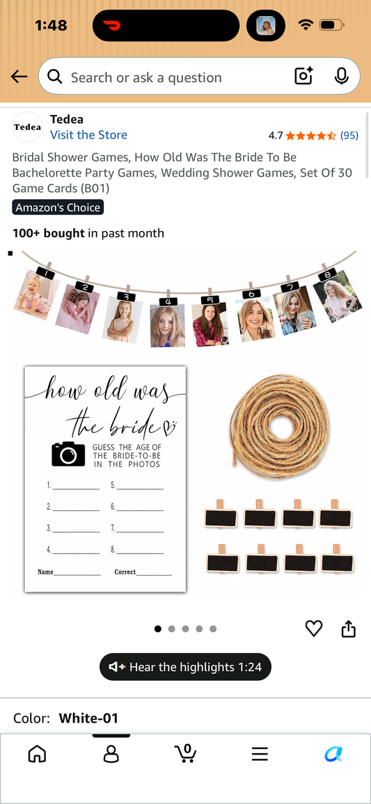 How old was the bride - bridal shower game