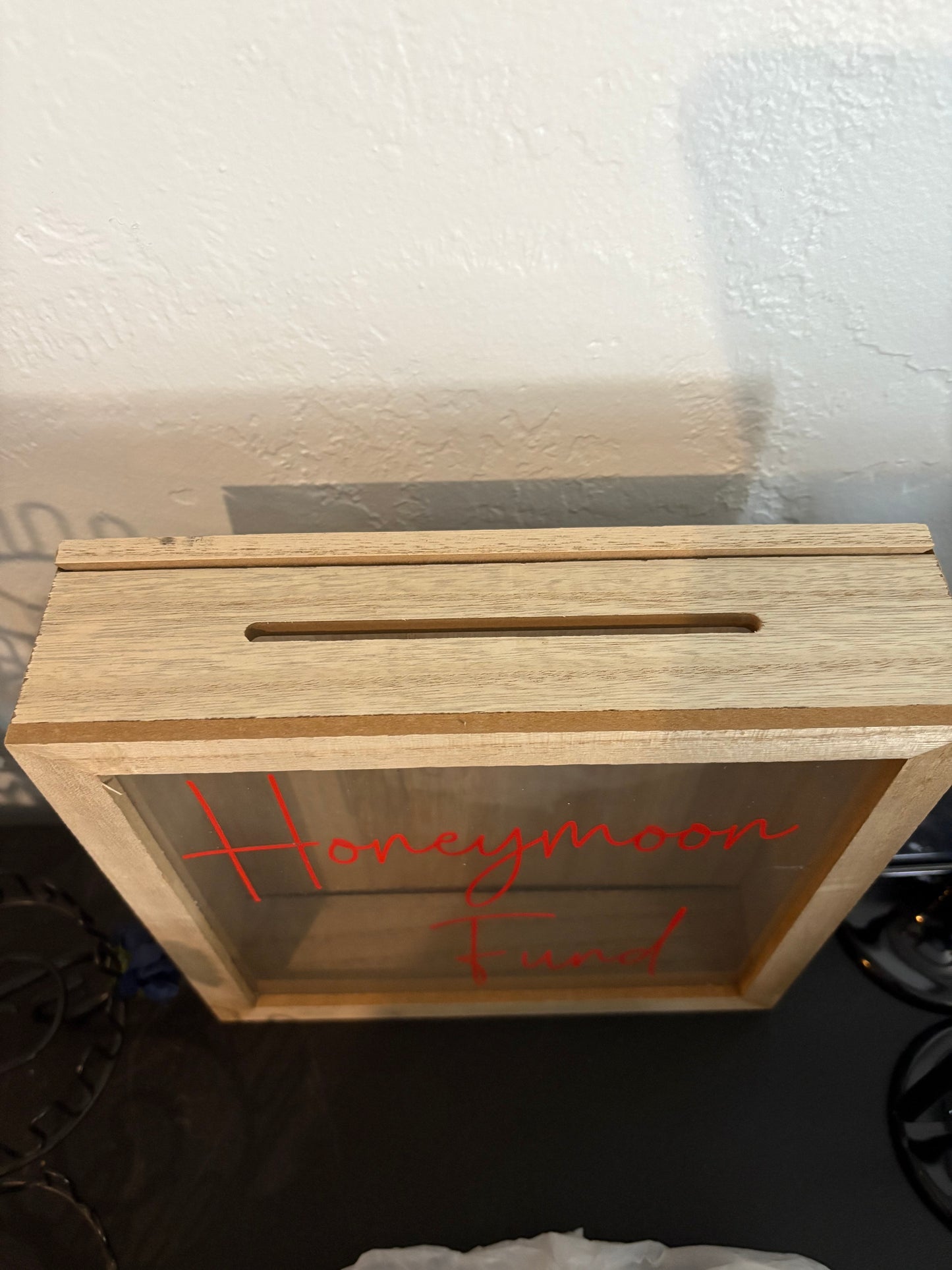 Honeymoon Fund Box - Red Writing