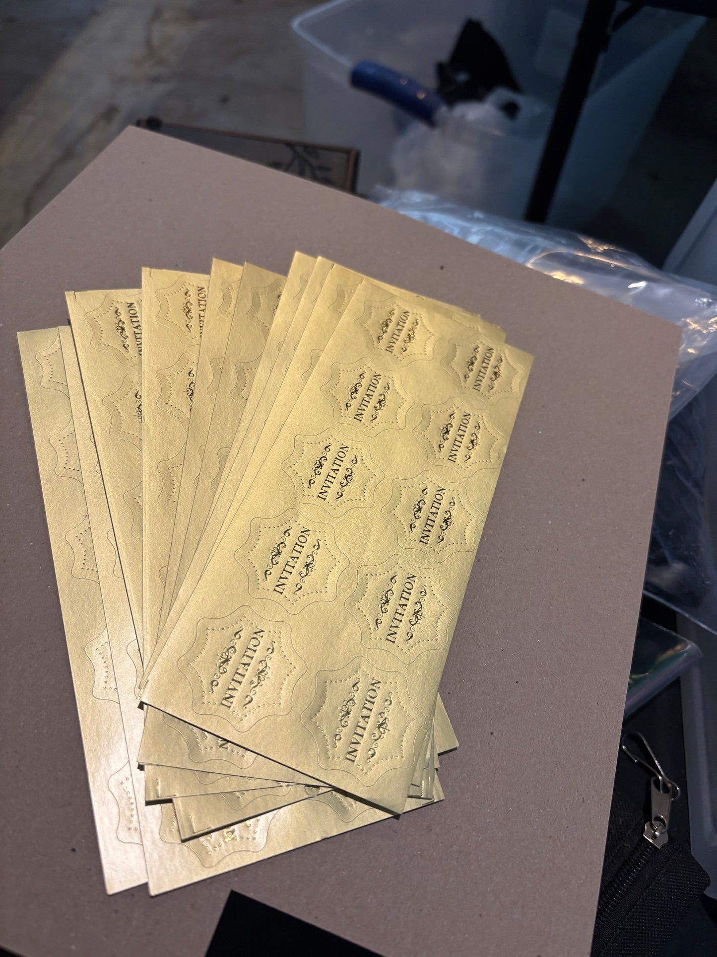 1-inch gold Invitation Stickers - 100 count