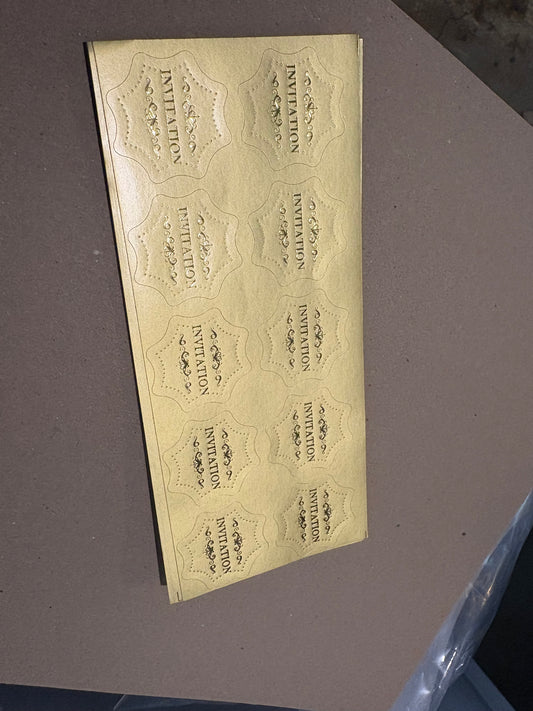 1-inch gold Invitation Stickers - 100 count