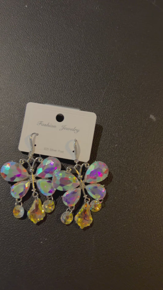 Pink Iridescent Butterfly Earrings￼